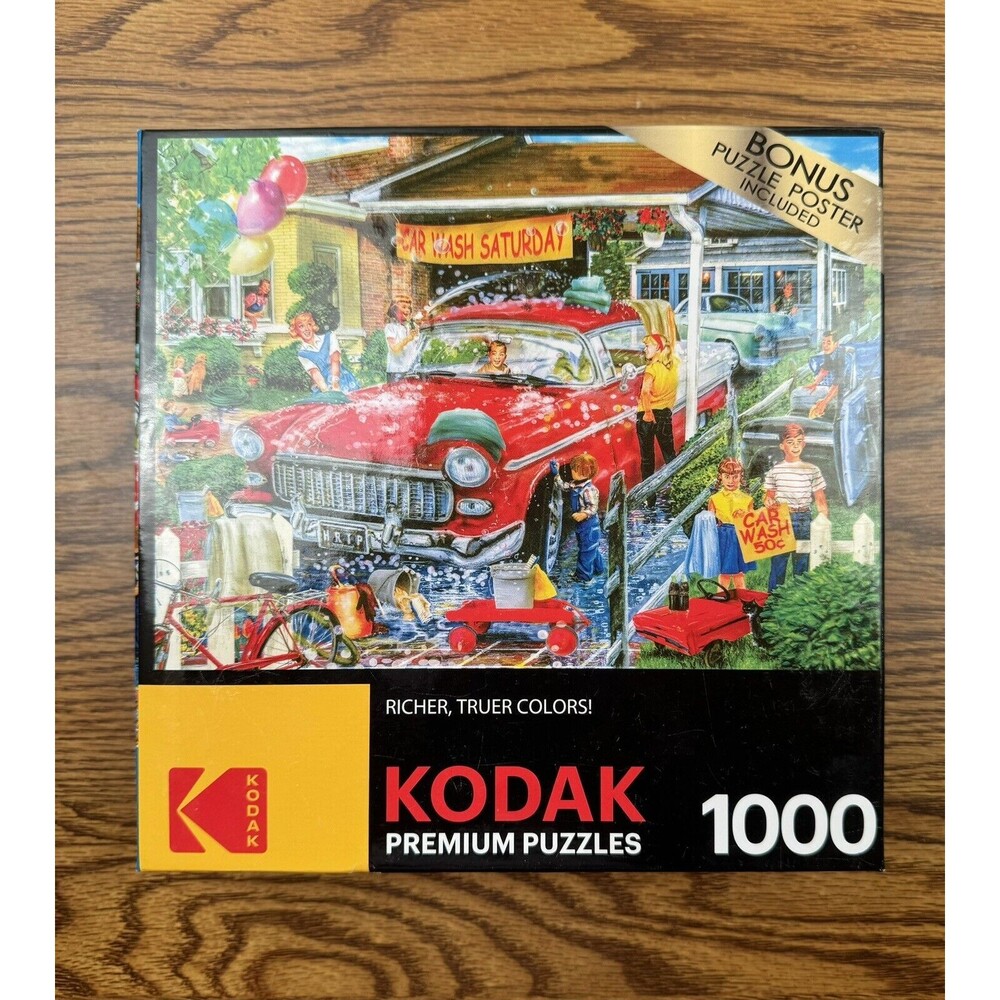 1000 Piece Kodak‎ Premium Jigsaw Puzzle-Car Wash-Colorful-Bonus Poster